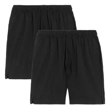 Imagem de Kit com 2 Short De Pijama Bermuda Básica Lisa Masculina Slim Fitness, 