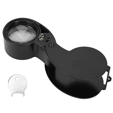 Imagem de Lupa de Bolso de Lupa, Lupa de Lupa 40x Lupa Portátil LUPAS LED Portátil Alta Transmitância Com Casca de Liga de Alumínio para Idosos (Preto)