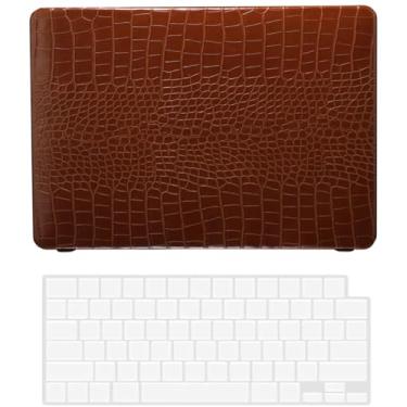 Imagem de Capa rígida compatível com MacBook Pro 13 polegadas 2020 2019 2018 2017 2016 versão modelo A2338 A2289 A2251 A2159 A1989 A1708 A1706, capa rígida de couro PU e capa de teclado, marrom