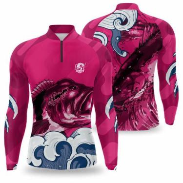 Imagem de Camiseta de pesca manga longa com protetor solar UV fator 50 leve e se