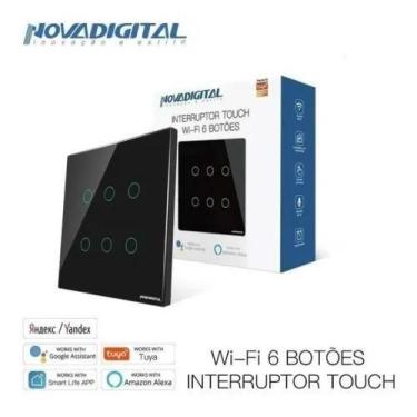 Imagem de Interruptor Touch Wifi 6 Botões  4x4 - Alexa - Google - NOVA DIGITAL, 