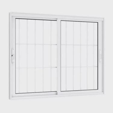 Imagem de Janela de Correr Alumínio Lateral 2 Folhas com Grade Eccellente 120x150cm Lucasa