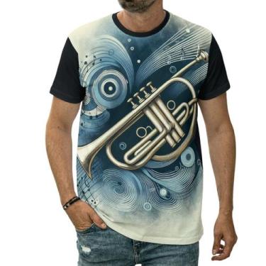 Imagem de Camiseta Trompete Instrumento Musical De Sopro Partitura - Darkwood, P
