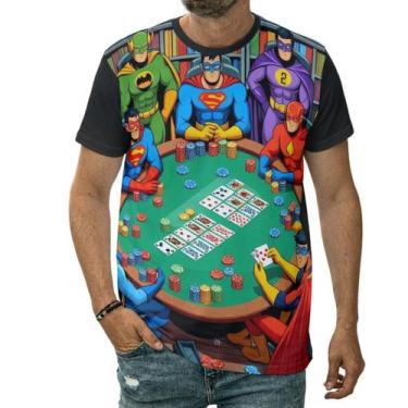 Imagem de Camiseta Super-heróis Jogando Pôquer Baralho Cartas Arte - Darkwood, M