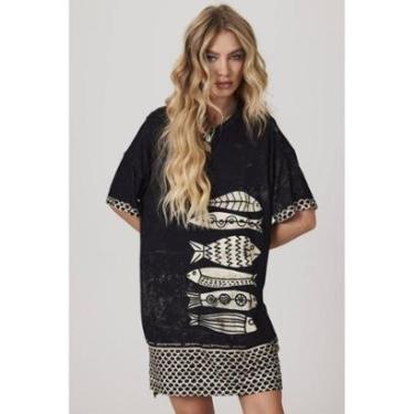 Imagem de Camiseta Ampla Preta Coleção Pira Omomba''e Yacamim Q5-Feminino