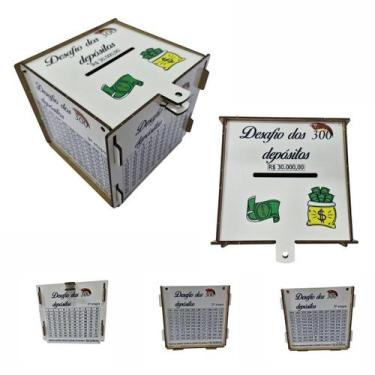 Imagem de Cofre Guardar Woodbox Desafio 30 Mil Junte Dinheiro Branco - Indústria