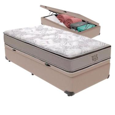 Imagem de Cama Box Baú e Colchão Four Season Molas V-Store 78x188x30, Bege