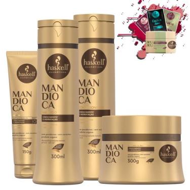Imagem de Kit Haskell Mandioca Sh Cond Mascara 300g + Leave-in