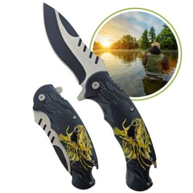 Imagem de Canivete Semi Automático Potente Com Clip Lâmina Aço inox Trava Liner 