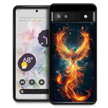 Imagem de Punmada Compatível com Google Pixel 6A Capa móvel criativa painel traseiro de acrílico aderência de proteção de silicone especialmente projetada para Google Pixel 6A Spread Wings Fire Phoenix