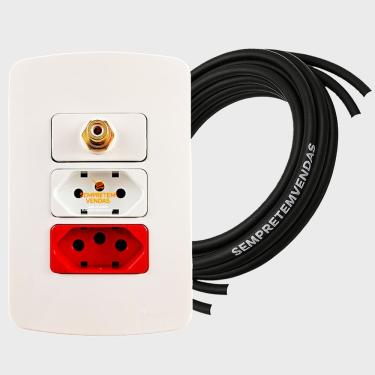 Imagem de Painel Tomada 4x2 Áudio Vídeo e Cabo de Áudio 3 Metros