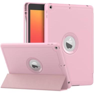 Imagem de MoKo Capa para iPad 9ª geração 2021 / iPad 8ª geração 2020 / iPad 7ª geração 2019 com suporte para caneta, capa para iPad 10.2 com capa traseira de TPU macio, despertar/hibernar automático, rosa claro
