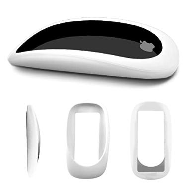 Imagem de Capa elástica contra poeira para Apple Magic Mouse 1 e 2, capa protetora de silicone antiarranhões bolsa de transporte, Branco