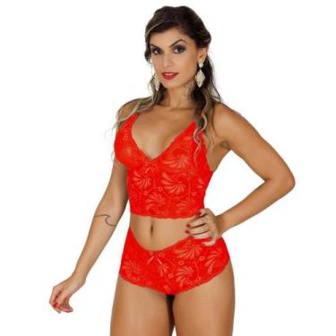 Imagem de Conjunto Sem Bojo Rendado Vamp Calesson Cropped Sensual Lingerie Linha