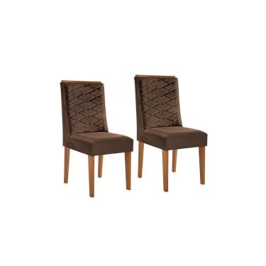 Imagem de Cadeira Sala de Jantar Dafne Luxo Kit Imbuia Veludo Marrom