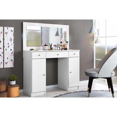 Imagem de Penteadeira Carisma 2 Portas E 3 Gavetas C- Espelho Branco