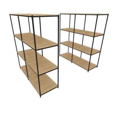 Imagem de Praleira De Aço Reforçada Mini Porta Pallet 200x60x90 Estante Estoque Bandeja Crua Módulos Conjugados 2 + 2