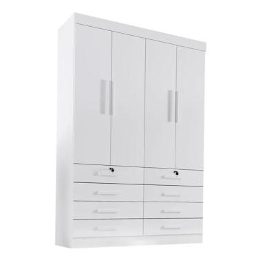 Imagem de Guarda Roupa 4 Portas 8 Gavetas Mônaco D'doro Branco