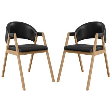 Imagem de Kit 2 Cadeiras Suellen Luxo Reforçada Mesa De Jantar Courino Preto