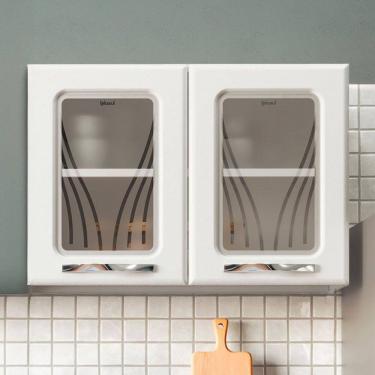Imagem de Armário Aéreo Cozinha em Aço Star 2 Portas com Vidro Branco - Telasul
