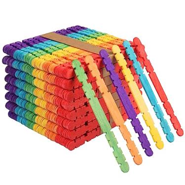 Imagem de GNIEMCKIN 2.100 Palitos De Madeira Coloridos Para Artesanato, Picolé Em Formato Arco-Íris 4,5" Materiais Arte, Designs Criativos "Faça Você Mesmo".
