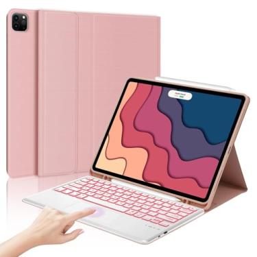 Imagem de YEHOBU Capa Com Teclado Para Ipad Air De 13 Polegadas (M3 2025, M2 2024) E Pro 12,9 (6ª/5ª/4ª/3ª Geração), Retroiluminação Em 7 Cores, Touchpad Magnético Removível, Tipo Fólio Inteligente Porta-Lápi