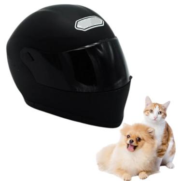 Imagem de KUNBIUH Capacete De Motocicleta Para Animais Estimação, Cães E Gatos, Rosto Inteiro, Áreas Externas, Preto