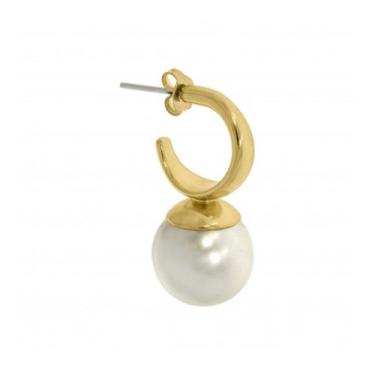Imagem de Brinco meia argola com perola com banho de verniz italiano - RNBIJU