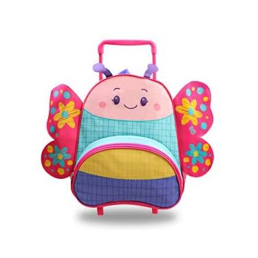 Imagem de Mochila Infantil Borboleta com Rodinhas, 33 x 26 x 20 cm, 17 Litros, Alças Acolchoadas