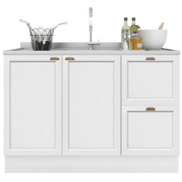 Imagem de Balcão 2 Portas 2 Gavetas Olivia 120 cm sem tampo - Poliman Móveis, Br