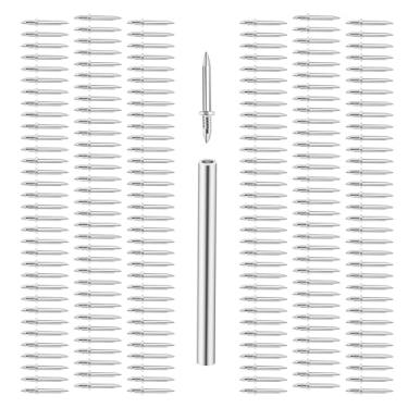 Imagem de LekWinGi 200 peças de fio de rodapé de cabeça dupla sem costura, pregos cegos 18 + 8,5 mm (11/40.6 cm + 5/40.6 cm), conector mecânico invisível, ferramenta de manga específica equipada com fácil