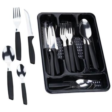 Imagem de Faqueiro Inox Jogo De Talheres Porta Talher Com 25 Peças - Mm House, P