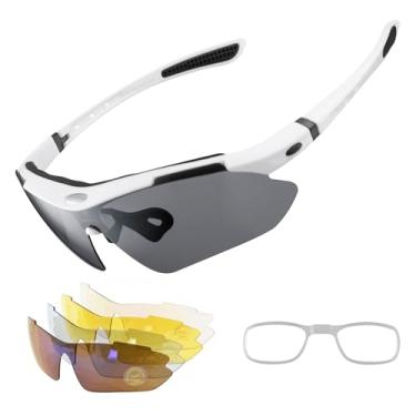 Imagem de Óculos de sol esportivos polarizados RockBros com proteção UV para ciclismo ao ar livre, Branco, regular