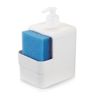 Imagem de Dispenser De Sabão Líquido Bucha Esponja Pia Preto Cozinha (Branco)