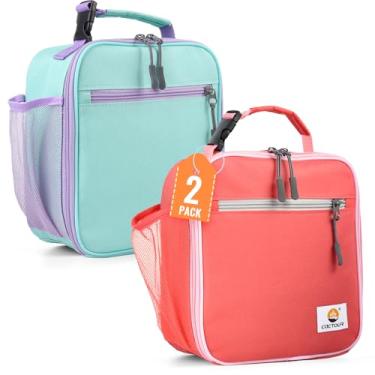 Imagem de CaCTOUR Lancheira infantil, 2 pacotes com isolamento térmico para meninas e meninos, bolsa macia mini cooler volta às aulas lancheira térmica reutilizável para piquenique de escola de trabalho (verde