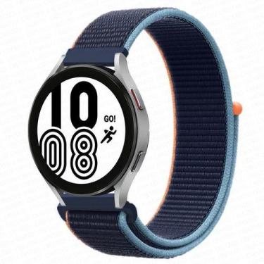 Imagem de Pulseira Cor Azul Marinho C/ Laranja Nylon tiras autocolantes 20mm Com