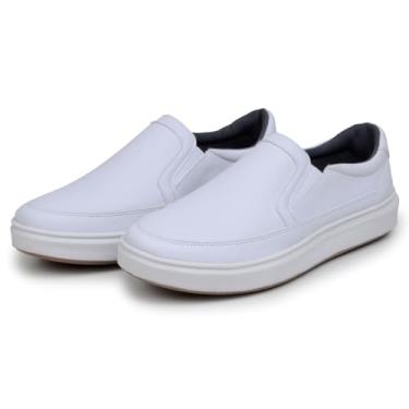 Imagem de Sapato Tênis Masculino Slip On Iate Mocassim Sapatenis Confortável 100% Couro Eco. (Branco, BR, Adulto, Numérico, 42)