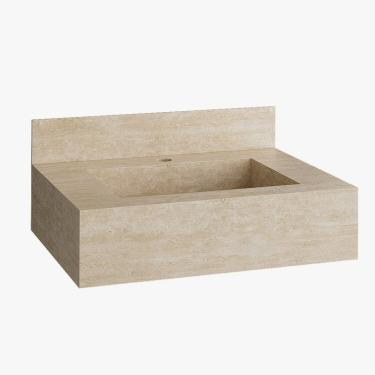 Imagem de Bancada em Porcelanato para Banheiro Completa Alto Padrão 60cm X 15cm com Cuba Esculpida Helena Bege