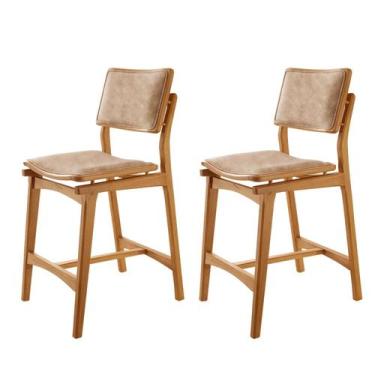 Imagem de Conjunto com 2 Banquetas em Madeira Eloá Milano / Imbuia Natural - Mob