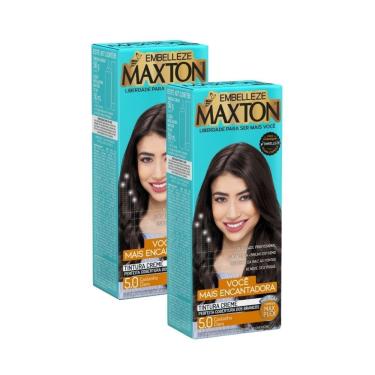 Imagem de Kit 2 Tintura Creme Maxton Castanho Claro 5.0