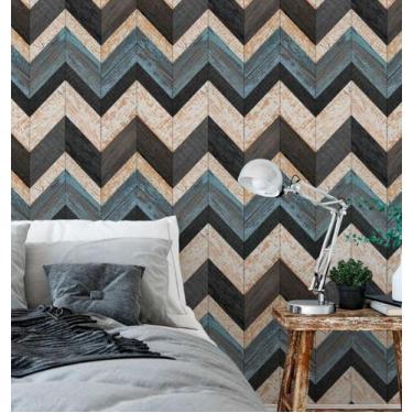 Imagem de Papel De Parede Adesivo Chevron Ripas Madeira 3m - DELIQUADROS