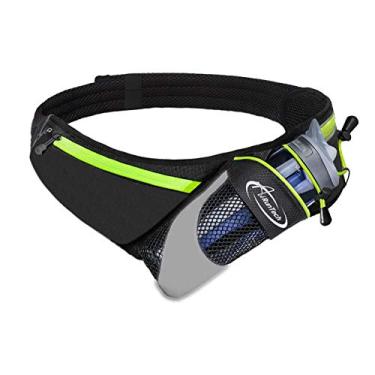 Imagem de AiRunTech cinto de hidratação que não balança, pode ser cortado no tamanho da alça para qualquer quadril para homens e mulheres, cinto de corrida com suporte de garrafa de água com bolso grande, serve para a maioria dos smartphones (verde)