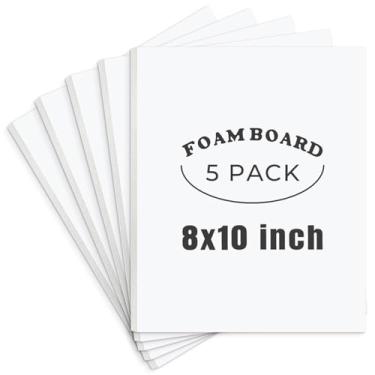 Imagem de AUEAR Pacote Com 5 Painéis De Espuma Branca 8X10, Cartolina Para Pôster, Exibição, Montagem, Impressão, Apresentação E Projetos, 1/8'' Espessura