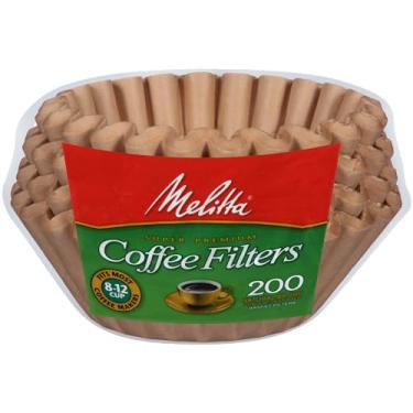 Imagem de Melitta Filtros de café para cesta de 8 a 12 xícaras, marrom natural, 200 filtros totais