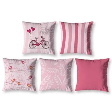 Imagem de Kit 5 almofadas Cheias 40cm x 40cm Decorativas Estampadas Digital Colo