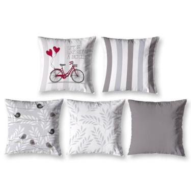 Imagem de Kit 5 Capa de Almofada 40cm x 40cm Decorativas Estampada com Zíper Sal