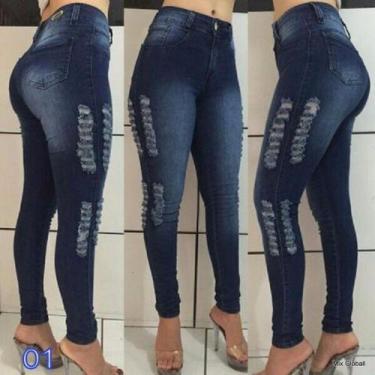 Imagem de 3 Calças Jeans Feminina Skinny Modelos Liso e Rasgado - Sortidos, 40 (