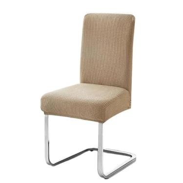 Imagem de Capa elástica para cadeira, 6 peças, à prova d'água, para escritório, jacquard, elastano, elástica, para assentos, cozinha, sala de jantar (6 peças/cáqui escuro)