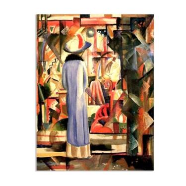 Imagem de August Macke Prints Painting Big Bright Showcase Poster Expressionismo Arte de Parede Reproduções de Pintura Famosa para Sala de Estar Decoração de Casa 65 x 50 cm (66.0x48.3 cm) Emoldurado