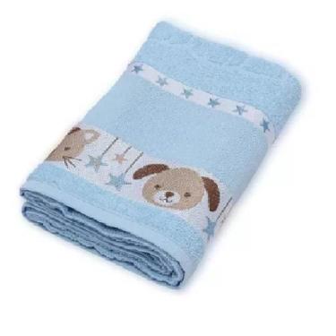 Imagem de Toalha Banho Infantil Pets Baby 75X110 Ponto Cruz Azul - Dugu